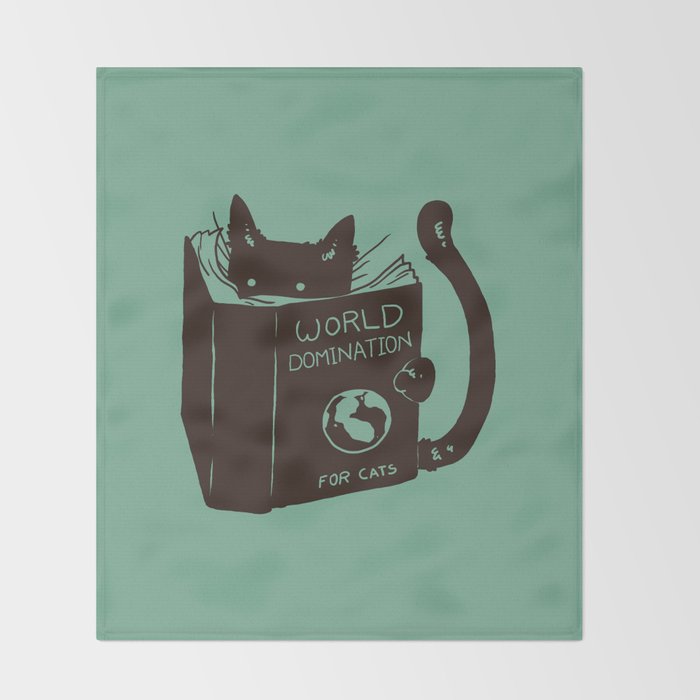 World Domination for Cats (Green) Throw Blanket Gallery Image 2