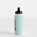 One more chapter // aqua background grey cat striped mug with plants red green and yellow books  Water Bottle Gallery Image 2