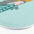 One more chapter // aqua background grey cat striped mug with plants red green and yellow books  Bath Mat Gallery Image 3