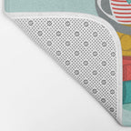 One more chapter // aqua background grey cat striped mug with plants red green and yellow books  Bath Mat Gallery Image 2