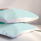 One more chapter // aqua background grey cat striped mug with plants red green and yellow books  Pillow Sham Gallery Image 3