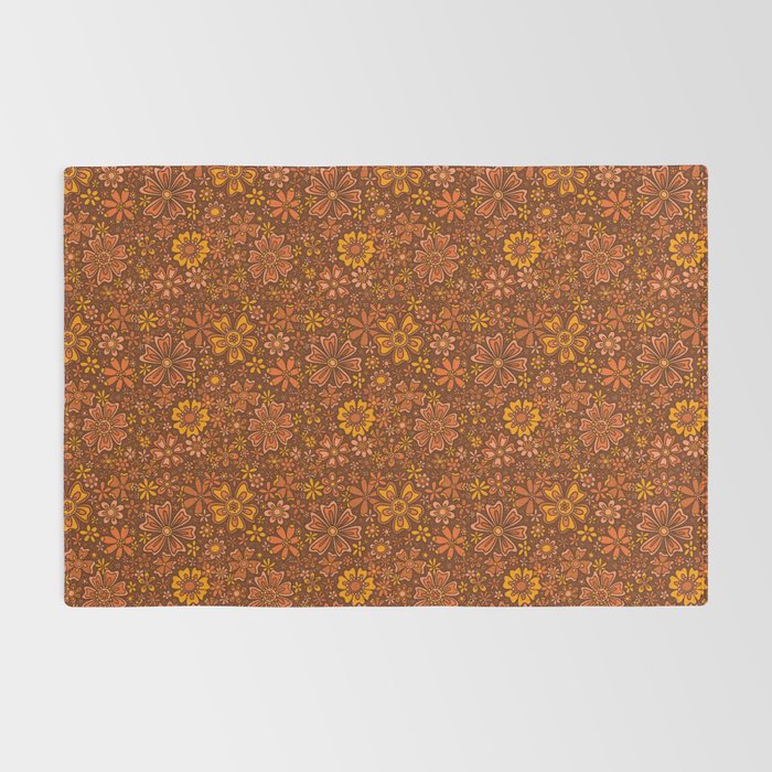Groovy Sunflower Print in Brown Rug Gallery Image 2