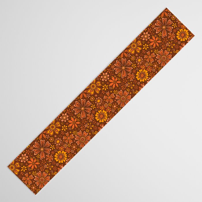 Groovy Sunflower Print in Brown Table Runner Gallery Image 3