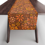 Groovy Sunflower Print in Brown Table Runner Gallery Image 1