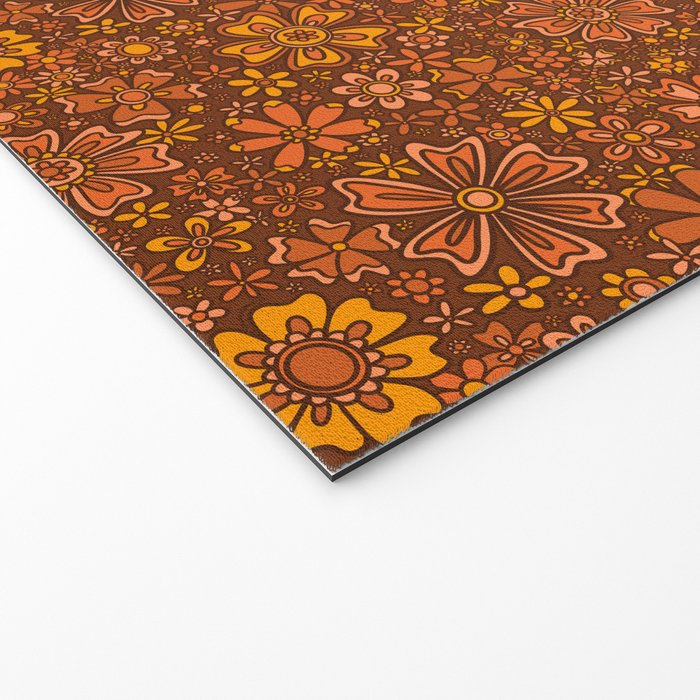 Groovy Sunflower Print in Brown Welcome Mat Gallery Image 2