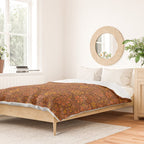 Groovy Sunflower Print in Brown Duvet Cover Gallery Image 2