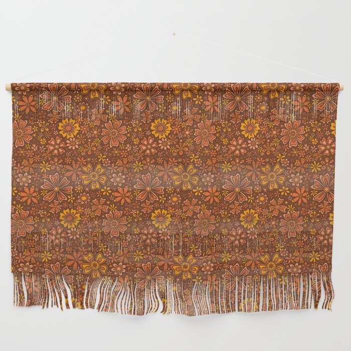 Groovy Sunflower Print in Brown Wall Hanging Gallery Image 1