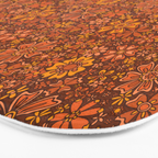 Groovy Sunflower Print in Brown Bath Mat Gallery Image 3