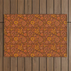 Groovy Sunflower Print in Brown Outdoor Rug Gallery Image 1