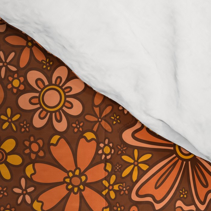 Groovy Sunflower Print in Brown Comforter Gallery Image 4