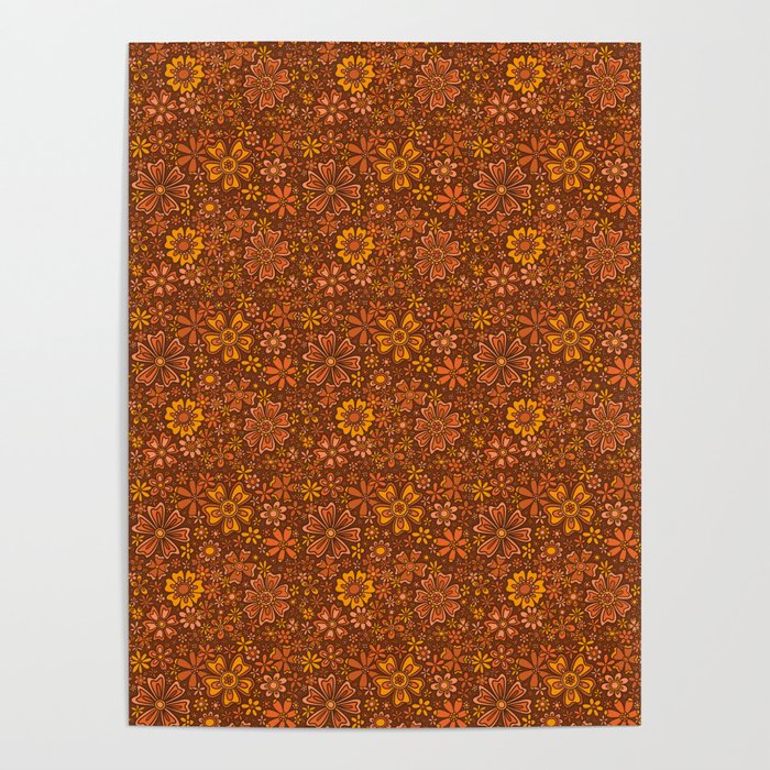 Groovy Sunflower Print in Brown Poster Gallery Image 4