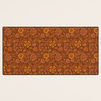 Groovy Sunflower Print in Brown Desk Mat Gallery Image 3