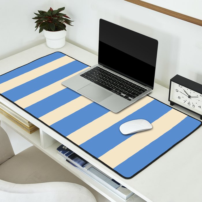 Simple Stripes Pattern - Blue Desk Mat Gallery Image 2