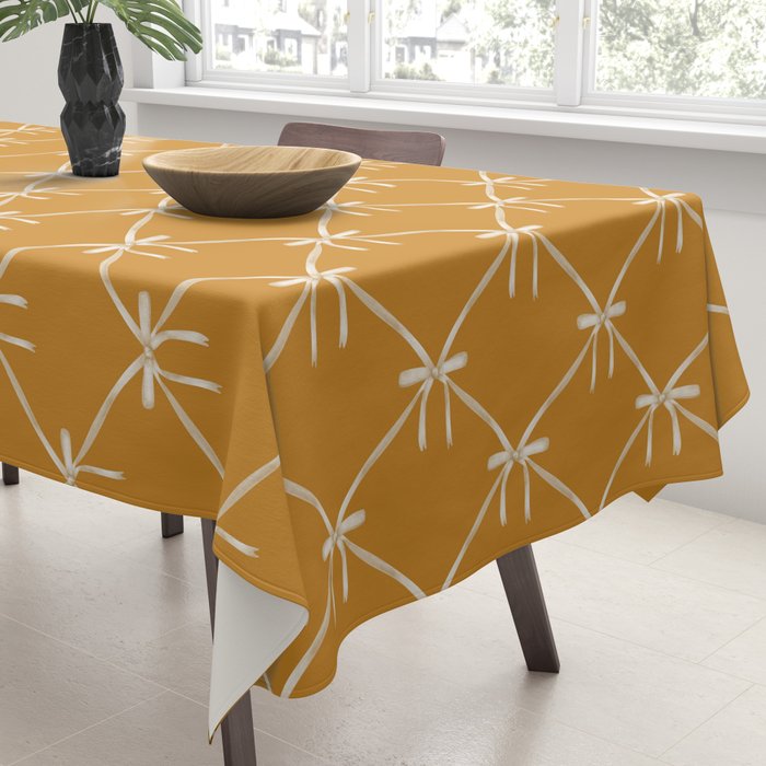 Bows & Ribbons Pattern XVIII Orange Tablecloth Gallery Image 3