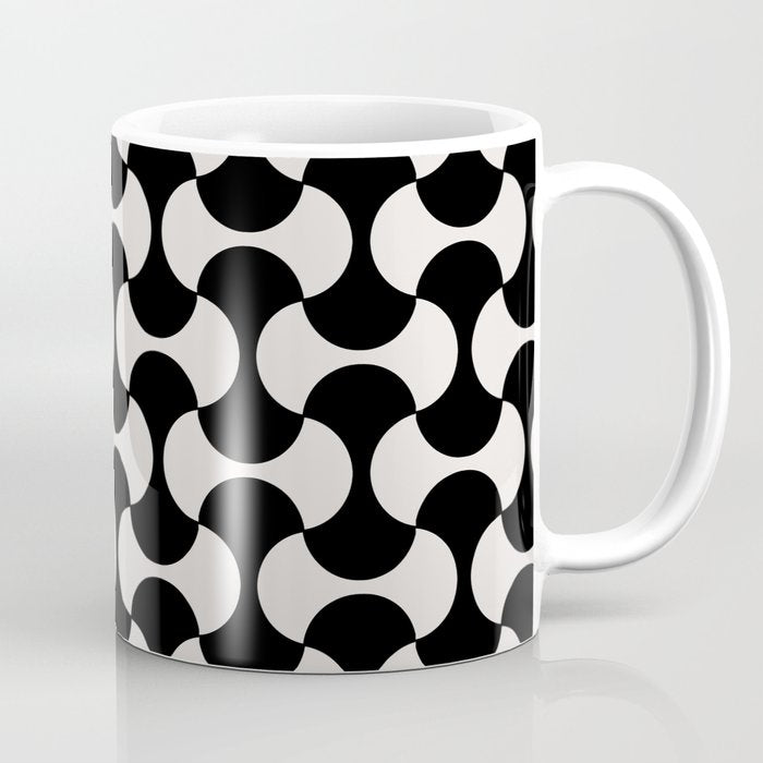 Black and white mid century atomic 50s geometric shapes Coffee Mug Gallery Image 1