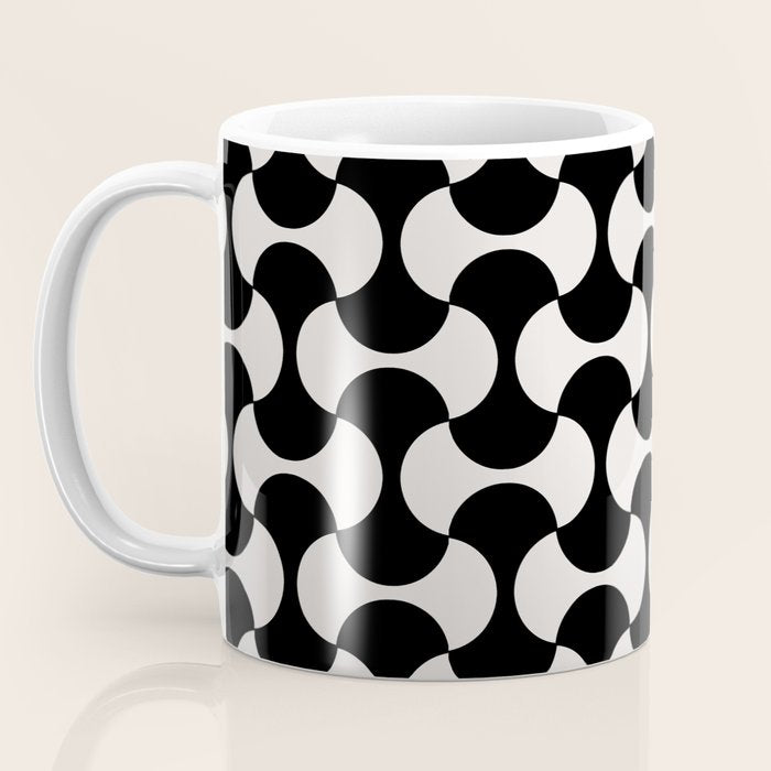 Black and white mid century atomic 50s geometric shapes Coffee Mug Gallery Image 3