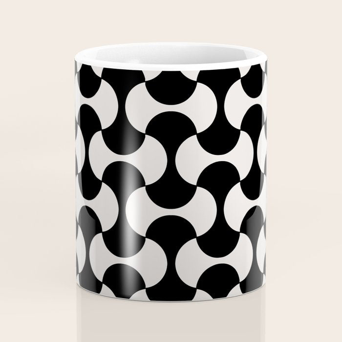 Black and white mid century atomic 50s geometric shapes Coffee Mug Gallery Image 4