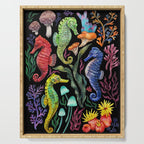Undersea seahorsesï¼mushrooms and corals- black Serving Tray Gallery Image 1