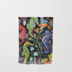 Undersea seahorsesï¼mushrooms and corals- black Wall Hanging Gallery Image 1