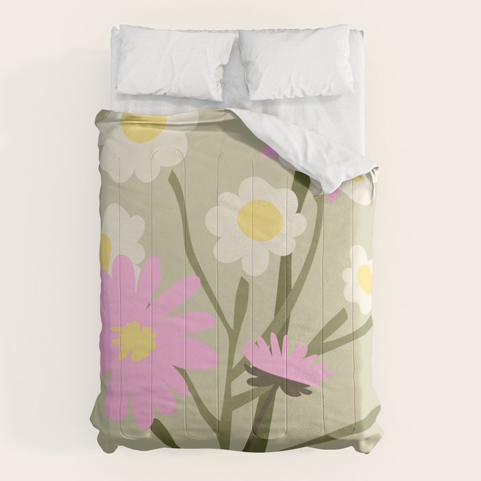 Flower Market, Rome, Pastel floral art Comforter Gallery Image 6
