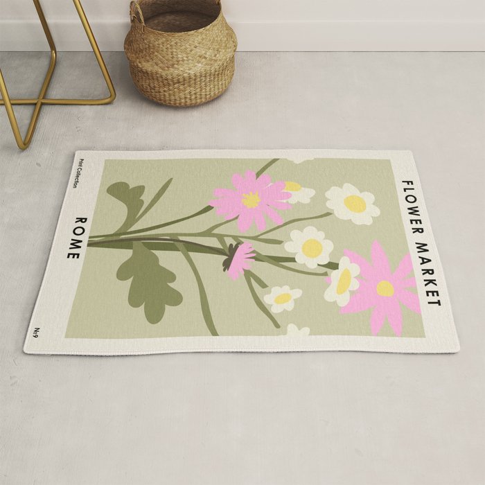 Flower Market, Rome, Pastel floral art Rug Gallery Image 1