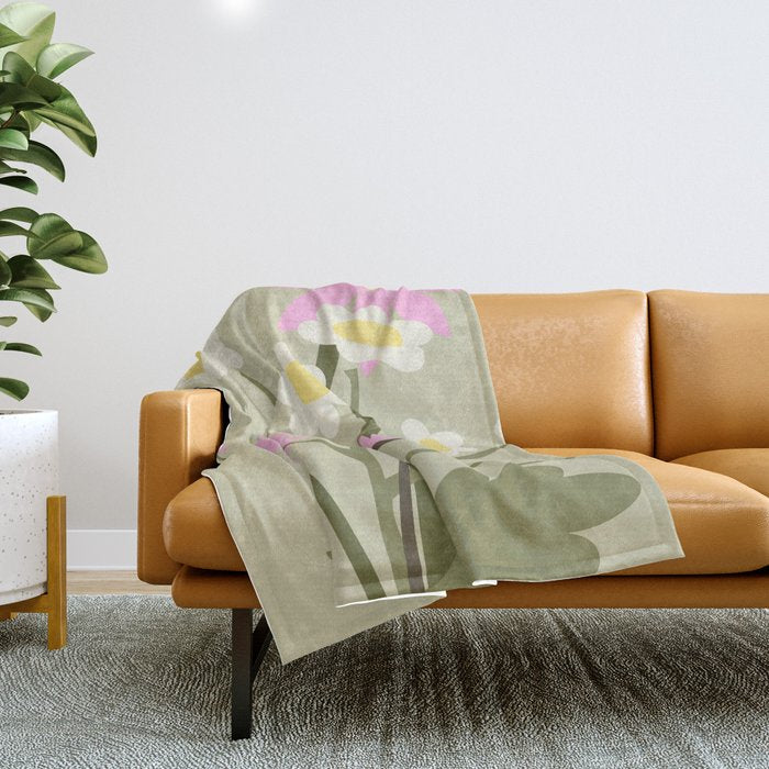 Flower Market, Rome, Pastel floral art Throw Blanket Gallery Image 1