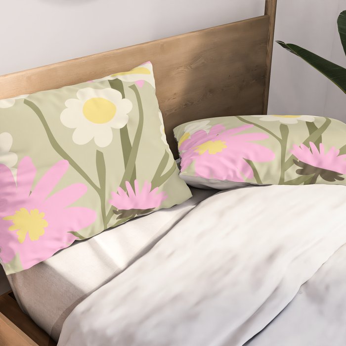 Flower Market, Rome, Pastel floral art Pillow Sham Gallery Image 2
