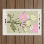 Flower Market, Rome, Pastel floral art Outdoor Rug Gallery Image 1