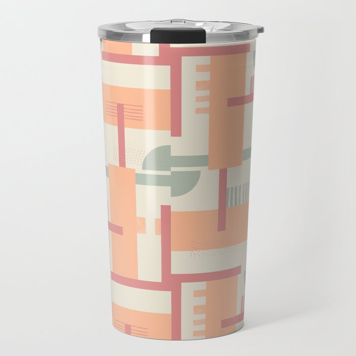 Playful geometric stripes C Travel Mug Gallery Image 1