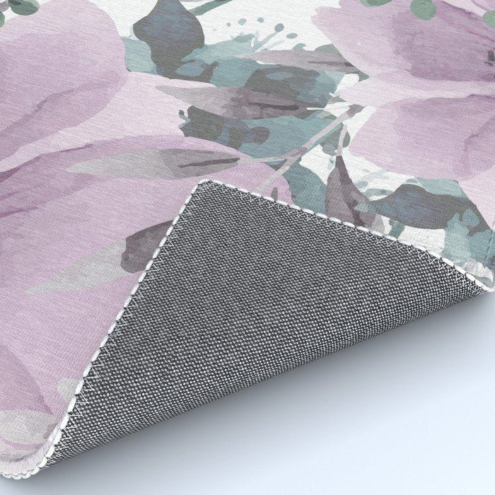 Floral Watercolor, Purple and Gray Rug Gallery Image 4