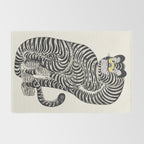 Japanese Yellow Eyes Tiger Vintage Woodblock Ukiyo e Style Retro Asian Design Bold Animal Artwork Rug Gallery Image 2