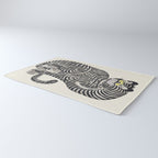 Japanese Yellow Eyes Tiger Vintage Woodblock Ukiyo e Style Retro Asian Design Bold Animal Artwork Rug Gallery Image 3