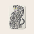 Japanese Yellow Eyes Tiger Vintage Woodblock Ukiyo e Style Retro Asian Design Bold Animal Artwork Bath Mat Gallery Image 1