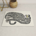 Japanese Yellow Eyes Tiger Vintage Woodblock Ukiyo e Style Retro Asian Design Bold Animal Artwork Rug Gallery Image 1