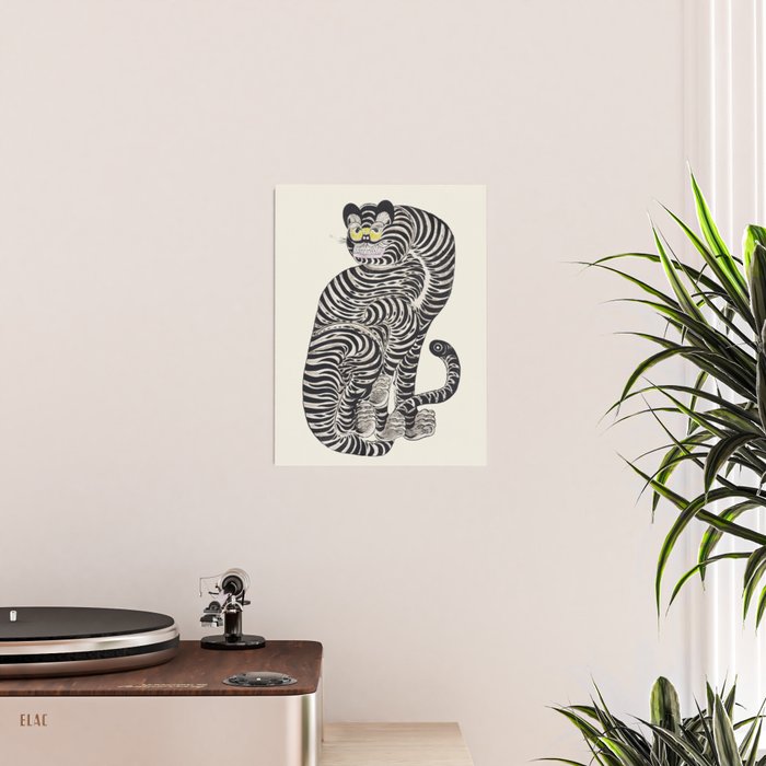 Japanese Yellow Eyes Tiger Vintage Woodblock Ukiyo e Style Retro Asian Design Bold Animal Artwork Poster Gallery Image 2