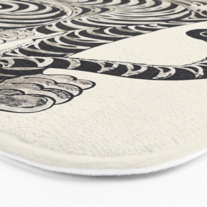 Japanese Yellow Eyes Tiger Vintage Woodblock Ukiyo e Style Retro Asian Design Bold Animal Artwork Bath Mat Gallery Image 3