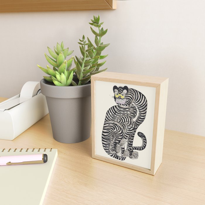 Japanese Yellow Eyes Tiger Vintage Woodblock Ukiyo e Style Retro Asian Design Bold Animal Artwork Mini Art Print Gallery Image 2