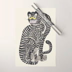 Japanese Yellow Eyes Tiger Vintage Woodblock Ukiyo e Style Retro Asian Design Bold Animal Artwork Wrapping Paper Gallery Image 1