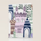 Block print Home pattern lilac Stationery Card Gallery Image 2