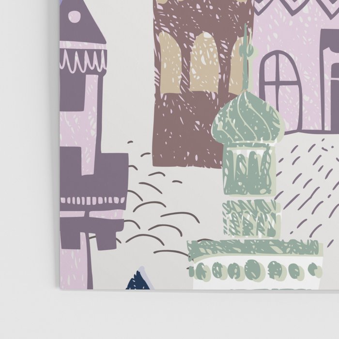 Block print Home pattern lilac Poster Gallery Image 3