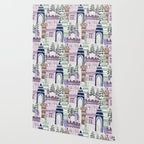 Block print Home pattern lilac Wallpaper Gallery Image 2