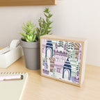 Block print Home pattern lilac Mini Art Print Gallery Image 2