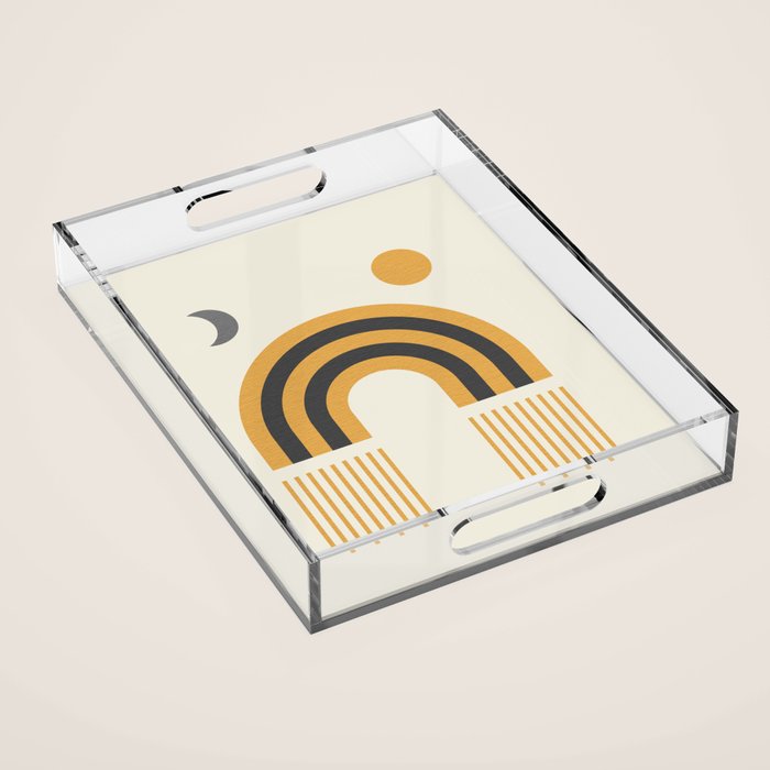 Sun and Moon Rainbow Midcentury style Acrylic Tray Gallery Image 1