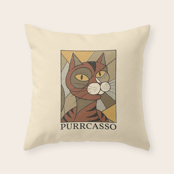 Purrcasso Throw Pillow Gallery Image 1