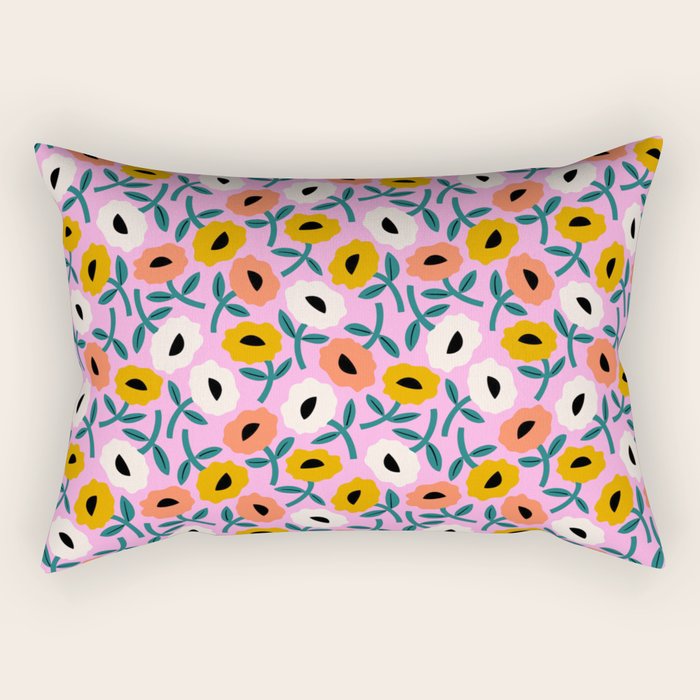 Floral Bliss - Tropical Pink Pattern Rectangular Pillow Gallery Image 2