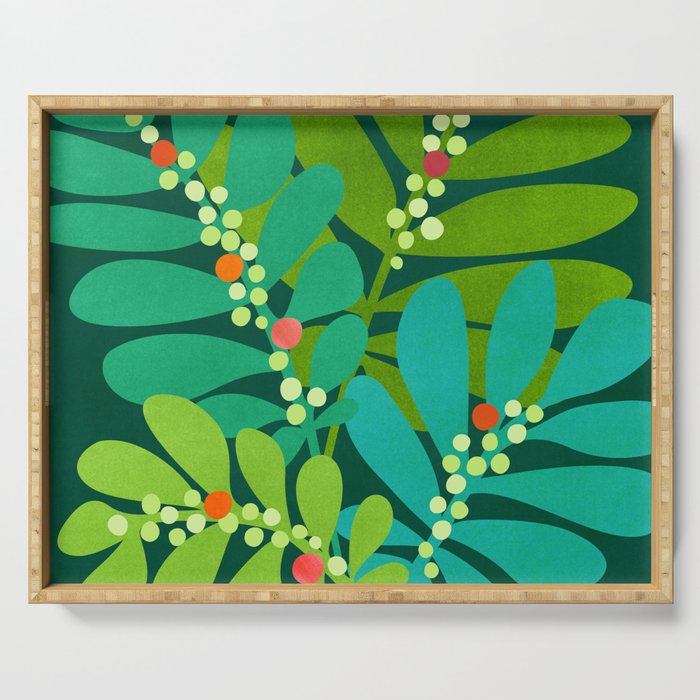 Mistletoe Greenery Illustration Serving Tray Gallery Image 1