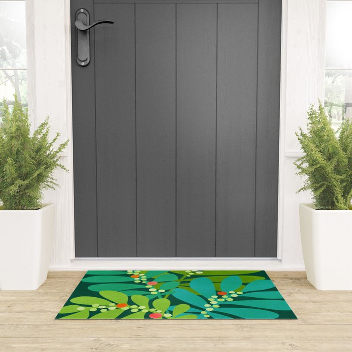 Mistletoe Greenery Illustration Welcome Mat Gallery Image 3