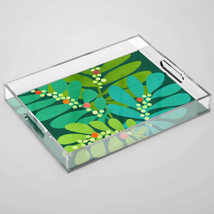Mistletoe Greenery Illustration Acrylic Tray Gallery Image 1