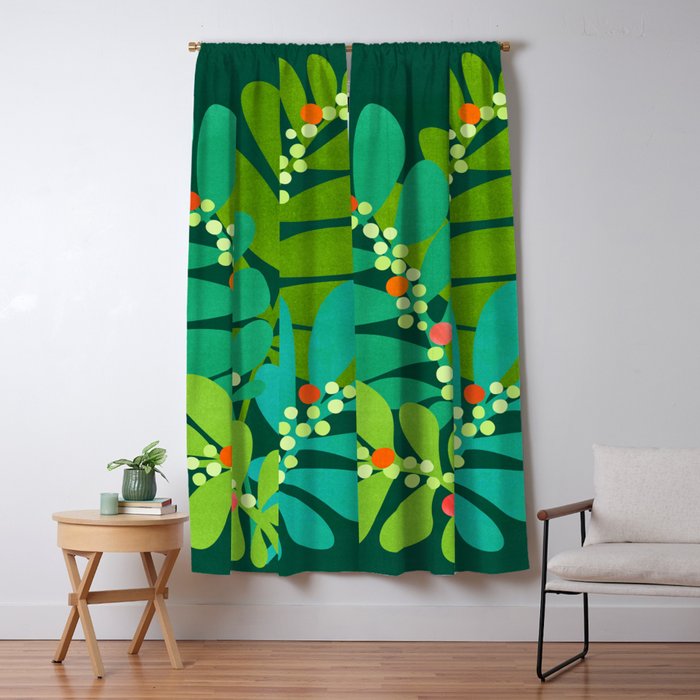 Mistletoe Greenery Illustration Window Curtain Gallery Image 5