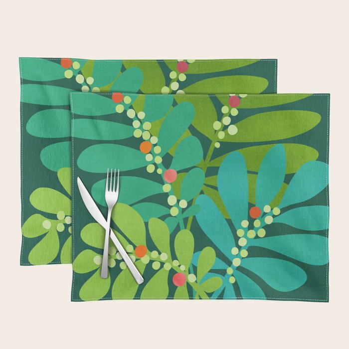 Mistletoe Greenery Illustration Placemat Gallery Image 1
